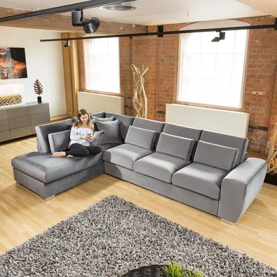 Quatropi Quatropi Ohio Luxury Huge L Shape Corner Sofa Velvet Made to Order 21L
