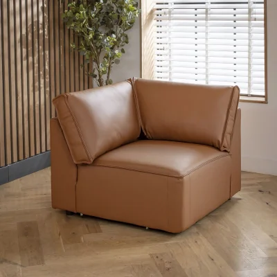 Quatropi Rupert Leather Corner Modular Sofa Section Tuscan 98x98cm