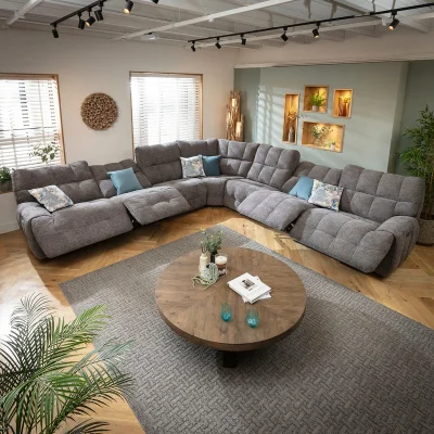 Quatropi Extra Large 7 Seater Recliner L-Shape Corner Sofa Couch Charcoal Chenille 380x380cm 17R2