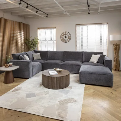 Quatropi Modern Corner Sofa 5 Seater Modular Couch Grey 374x208cm