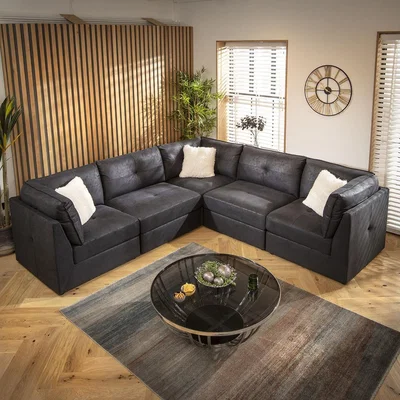 Quatropi Archie 6 Seater Corner Sofa Black 270x270cm 14