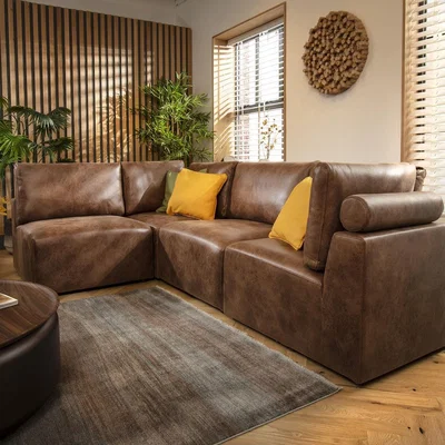 Quatropi Martha 4 Seater Corner Sofa Antique Brown 266x174cm 12R