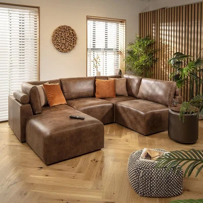 Quatropi Martha 4 Seater Corner Sofa Antique Brown 266x176cm 3R