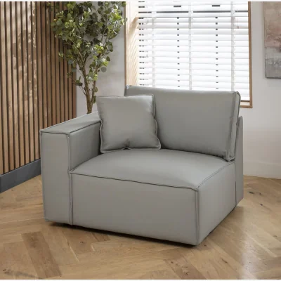 Quatropi Rupert Leather Left-Hand Armed Modular Sofa Section Elephant 110x98cm