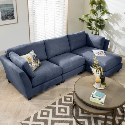 Quatropi 3 Seater Modern Modular Chaise Sofa 294x162cm Premium Custom Fabric
