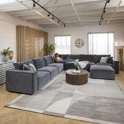Quatropi Large Modular Corner Sofa 7 Seater Couch Grey 386x386cm