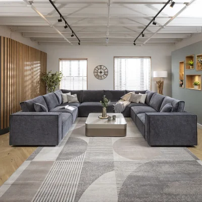 Quatropi Large U-Shape Corner Sofa 8 Seater Modern Couch Grey 374x297cm