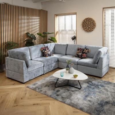 Quatropi Sully 6 Seater Corner Sofa Blue Chenille 240x240cm 14