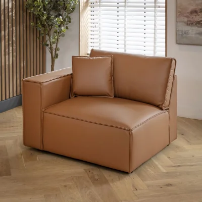 Quatropi Rupert Leather Left-Hand Armed Modular Sofa Section Tuscan 110x98cm
