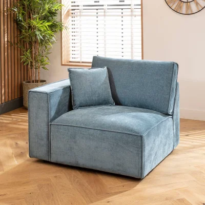 Quatropi Rupert Left-Hand Armed Modular Sofa Section Aqua Blue 110x98cm