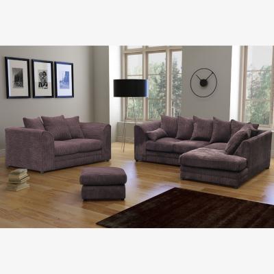 The Range Canolo Luxury Jumbo Cord RHF Corner Sofa and 3 Seater with Footstool - Brown
