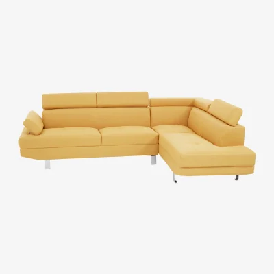 The Range Hanover Ochre Linen Corner Sofa with Adjustable Headrests - Yellow