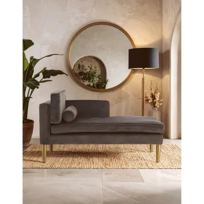 The Range Louxor Grey Velvet Left Hand Chaise Longue - Grey