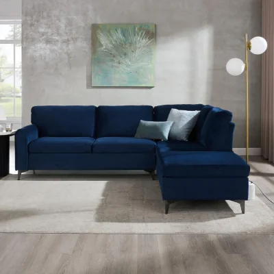 The Range Aylssum Corner Sofa - Navy Velvet / Right-hand