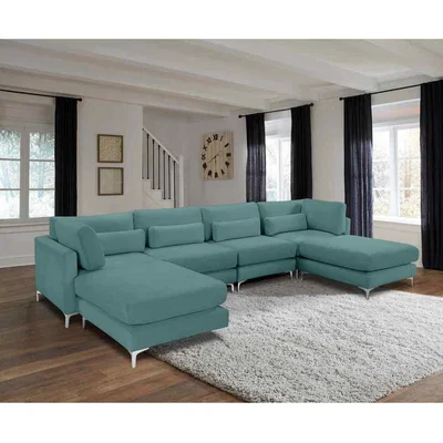 The Range Finley Full Back Large Corner U Shape Sofa - Turquoise