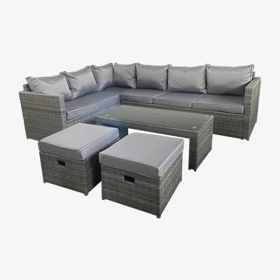 The Range 8-Seater Gunnersbury Rattan Corner Sofa Set - Grey