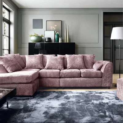 The Range Harriet Crushed Chenille Large Left Facing Corner Sofa - Pink