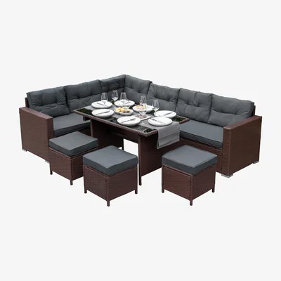 The Range Rattan Corner Set - Brown