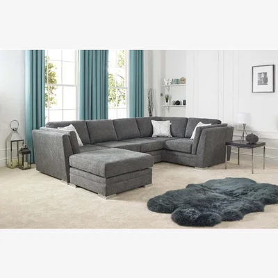 The Range Charlotte Corner Sofa 3 and 1 Seater with Footstool - Dark Grey