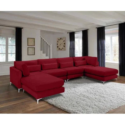 The Range Finley Full Back Large Corner U Shape Sofa - Red