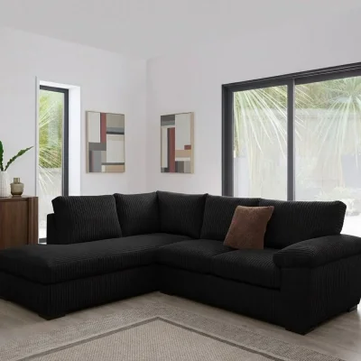 The Range Amalfi Full Back Fabric Corner Sofa - Black