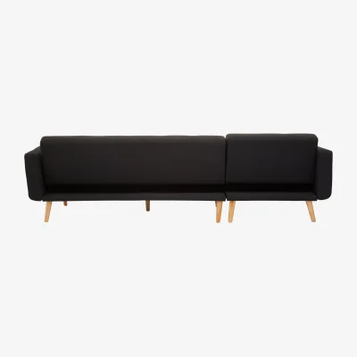 The Range Hansa Hagen Black Linen Corner Sofa Bed - Black