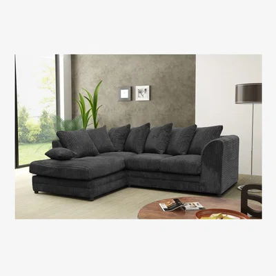 The Range Daly Jumbo cord Fabric Corner sofa  - Black / Left-hand