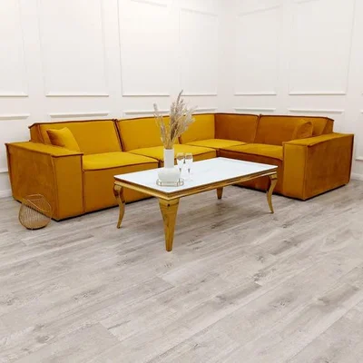 The Range Midland Plush RHF Corner Sofa - Mustard - Mustard