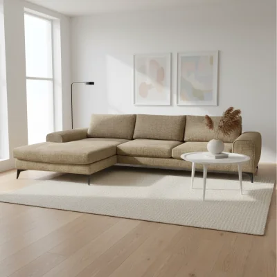 The Range Venice Chenille Corner Sofa with Deep Seats and Extra-wide Padded Arms - Brown