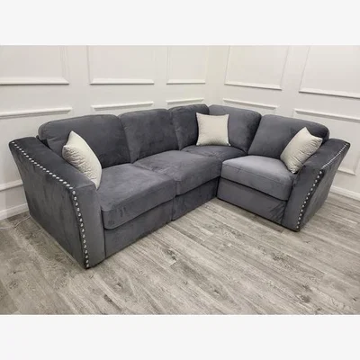 The Range Lindsa Plush RHF Corner Sofa - Steel - Steel