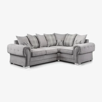 The Range Hampton Chenille Scatter Back 2C1 Right Hand Corner Sofa - Grey