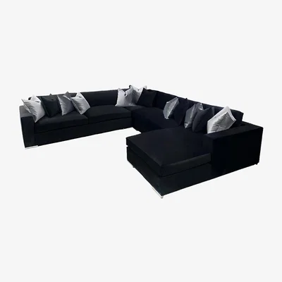 The Range Alexandria Corner Chaise sofa  - Black