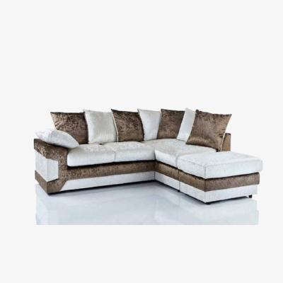 The Range Dennata Modern Crush Velvet Corner Sofa RHF - Silver & Mink