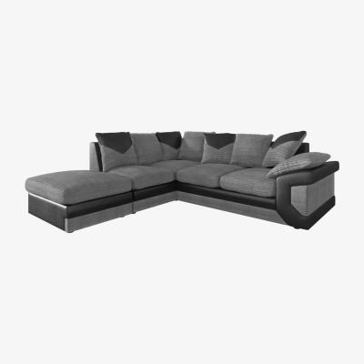 The Range Dino Jumbo Cord Fabric Corner Sofa - Grey / Left-hand