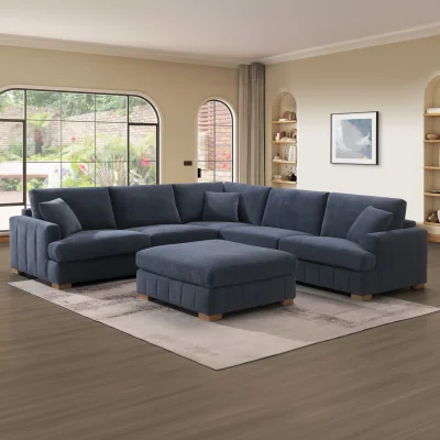 The Range Arden Corner Sofa with Footstool - Navy