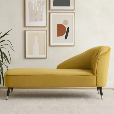 The Range Yvette Mustard Velvet Right Hand Chaise Longue - Yellow