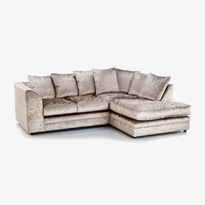 The Range Swift Crushed Velvet 4 Seater Corner Sofa - Champagne / Right-hand