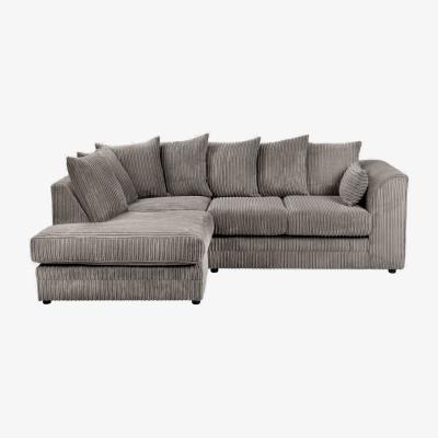 The Range Dylan Jumbo Cord Fabric Corner Sofa - Grey / Left-hand