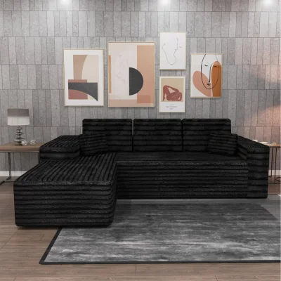 The Range Smart L-Shaped Corner Sofa with Cushions - Black
