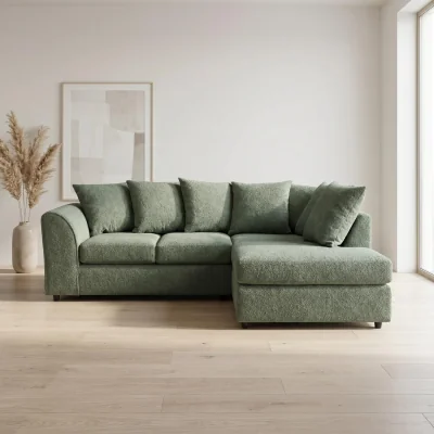 The Range Harriet Boucle Fabric Right Facing Corner Sofa in Sand - Green