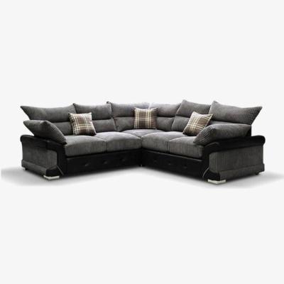 The Range Lucinda Cord 2c2 Corner Sofa - Black and Grey - Black and Grey
