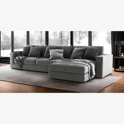 The Range Fabio Modern Premium L Shape Sofa  - Steel grey  / Right-hand