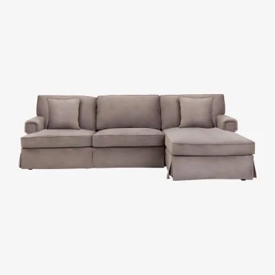 The Range Ralph Three Seat Mink Velvet Right Chaise Sofa - Brown