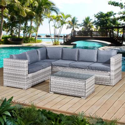 The Range Acorn Rattan 6 Seat Corner Sofa Set - Dove Grey