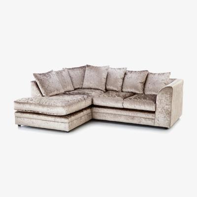 The Range Capri Corner Chaise L Shape Crushed Velvet Sofa - Champagne / Left-hand