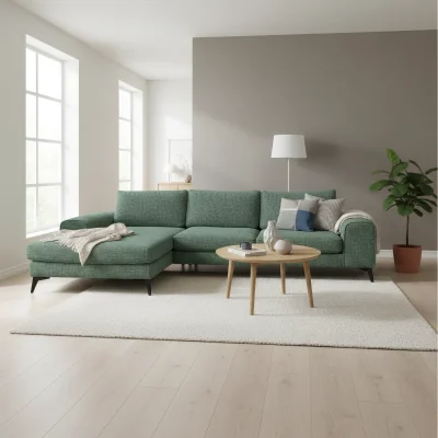 The Range Venice Chenille Corner Sofa with Deep Seats and Extra-wide Padded Arms - Rifle Green