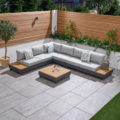 The Range Aruba Aluminium Rectangular Corner Sofa Set with Coffee Table - Grey