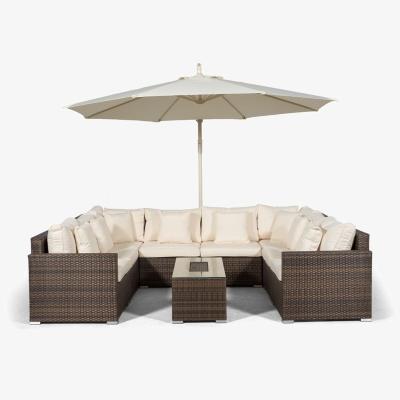 The Range Havana 8 Seat Rattan Sofa Conversation Set with Large Coffee Table - Brown
