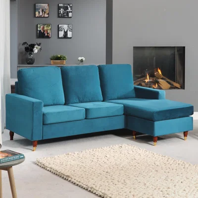The Range Hendrick Velvet Reversible Corner Sofa - Teal