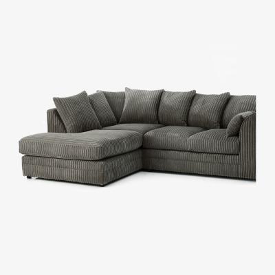 The Range Dylo Jumbo Cord Corner Sofa - Grey / Left-hand